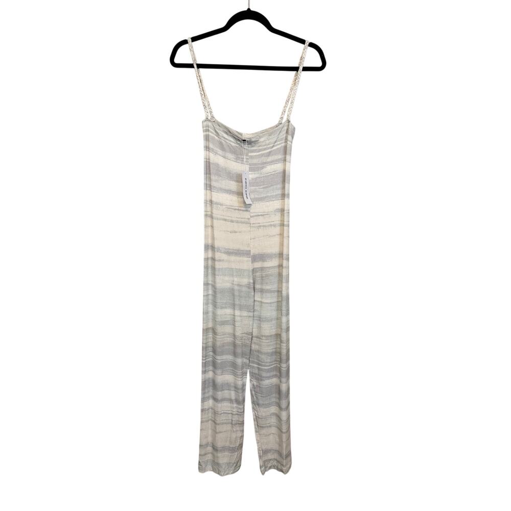 INIKO lORÉ Jumpsuit M Grey Tie Dye Stripe Cami Boho Chic Vacation Resortwear NWT